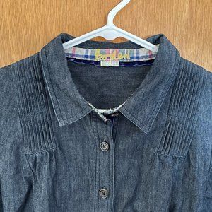 Boden Blue Denim Long Sleeve Belted Shirt Dress